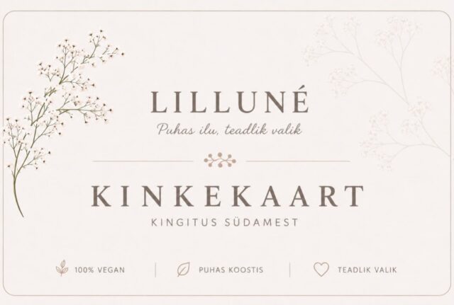 Nüüd saad LILLUNÉ e-poest mugavalt soetada kinkekaardi just endale sobivas summas ning lisada juurde ka personaalse pühenduse, mis muudab kingituse veelgi erilisemaks. 💌
Olgu selleks sünnipäev, tähtpäev, tänuavaldus või lihtsalt soov kedagi rõõmustada – LILLUNÉ kinkekaart kingib võimaluse valida just see ilu- või lõhnarituaal, mis kõige rohkem kõnetab.
🛍️ Vaata lähemalt: lillune.ee/kingiideed